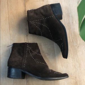 Brown Suede Studded Ankle Boots